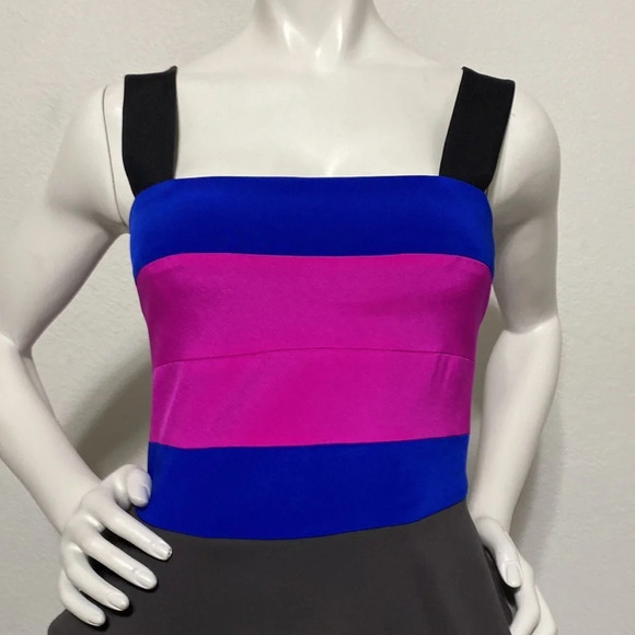 Jay Godfrey Avanti Peplum Colorblock Dress Size 0 - Picture 2 of 6